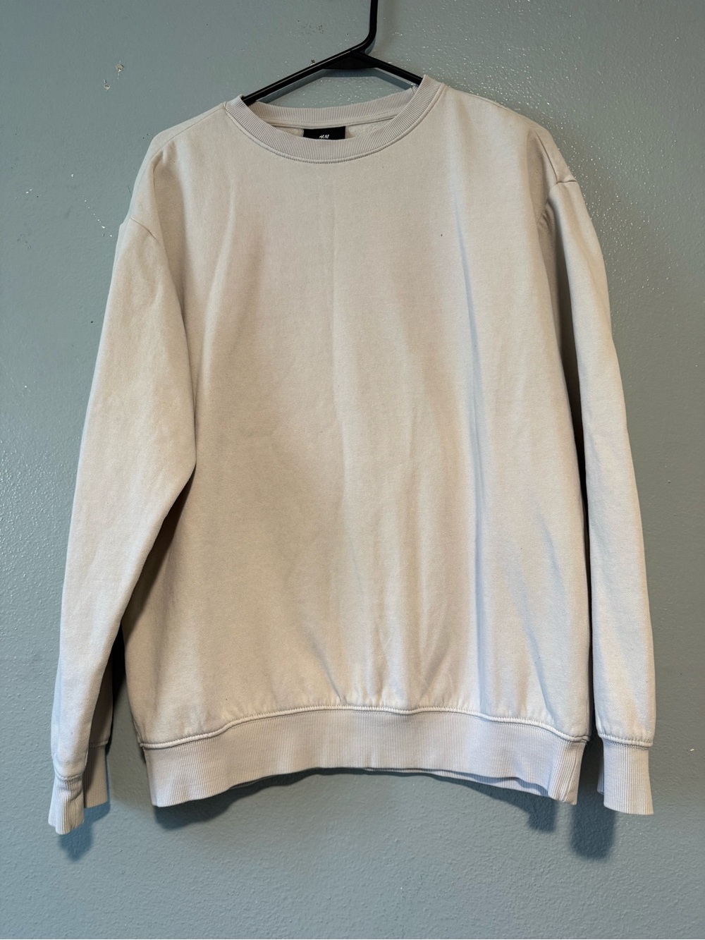 H&M Men's Crewneck Sweatshirt in Light Beige SIZE XS
